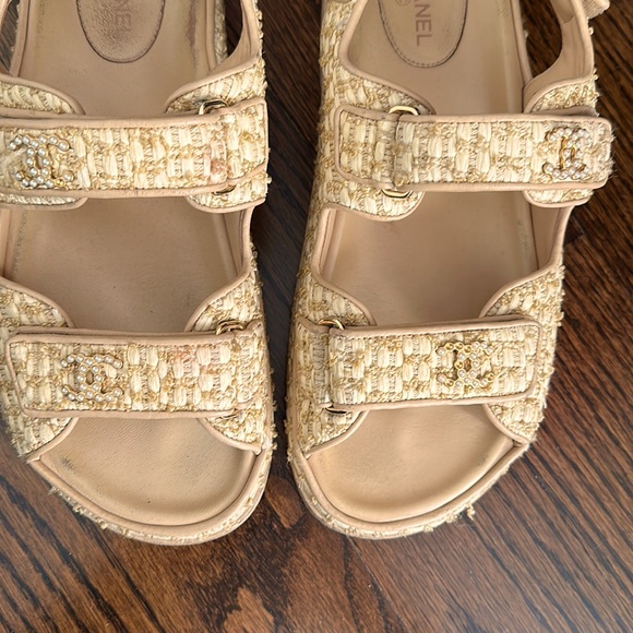 CHANEL Interlocking CC Logo Raffia Espadrilles Dad Sandals Size: 9.5 | IT 39.5 - Picture 7 of 11